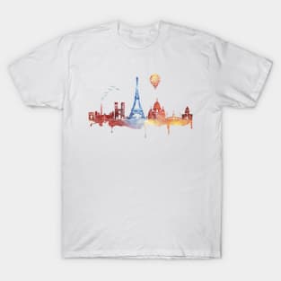 Watercolor Skyline of Paris T-Shirt